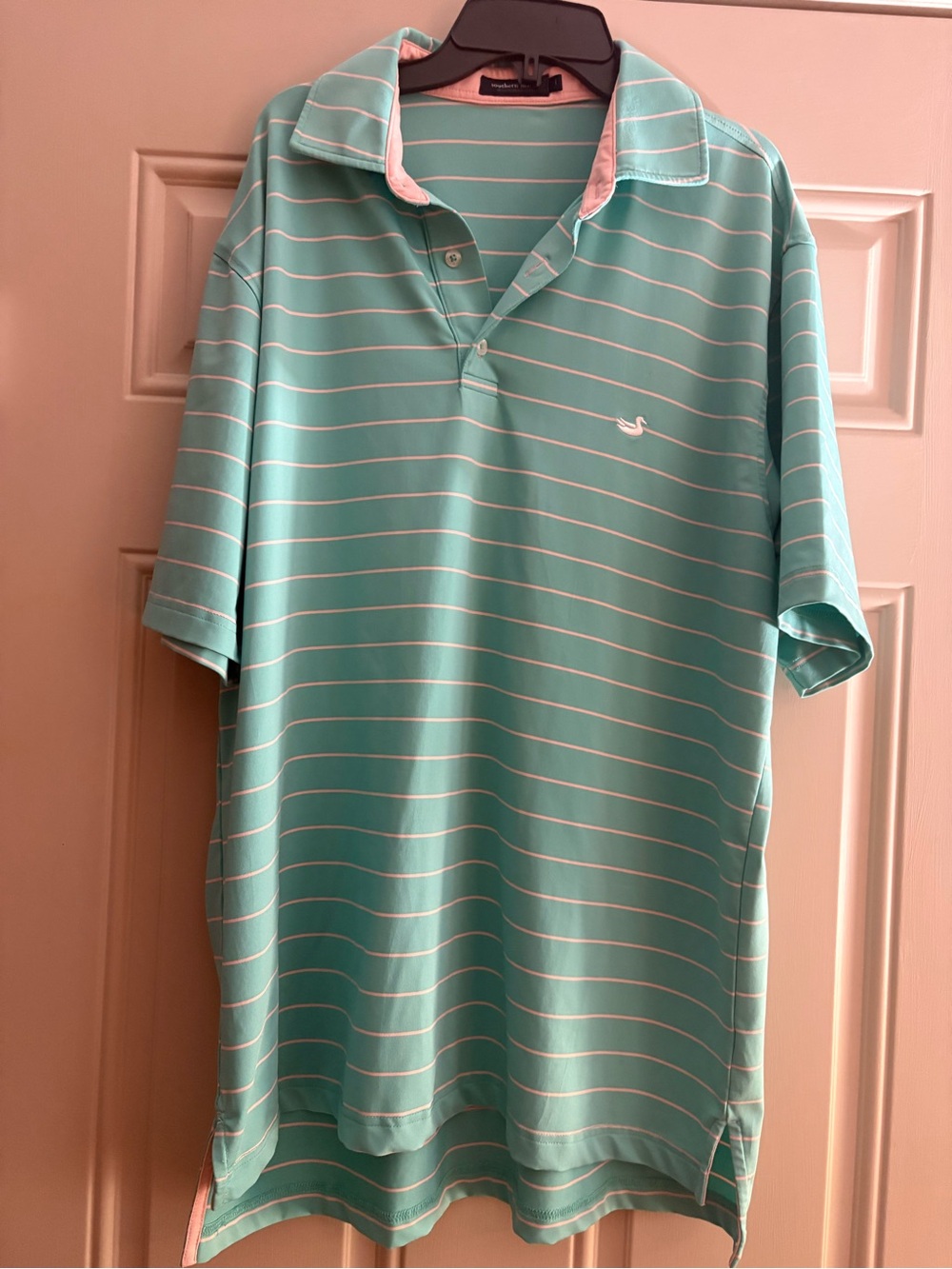 Men's Mint Green Striped Polo Shirt by Southern Marsh